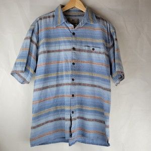 Territory Ahead Shirt Mens XL Blue Button Up Short Sleeve Southwestern Textured